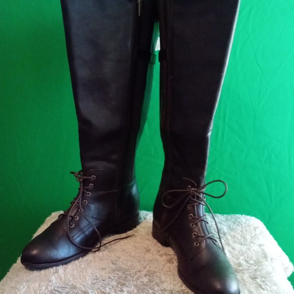 Avenue Womens Gavin Lace Front Tall Boot 11W Dark Brown - Picture 1 of 3